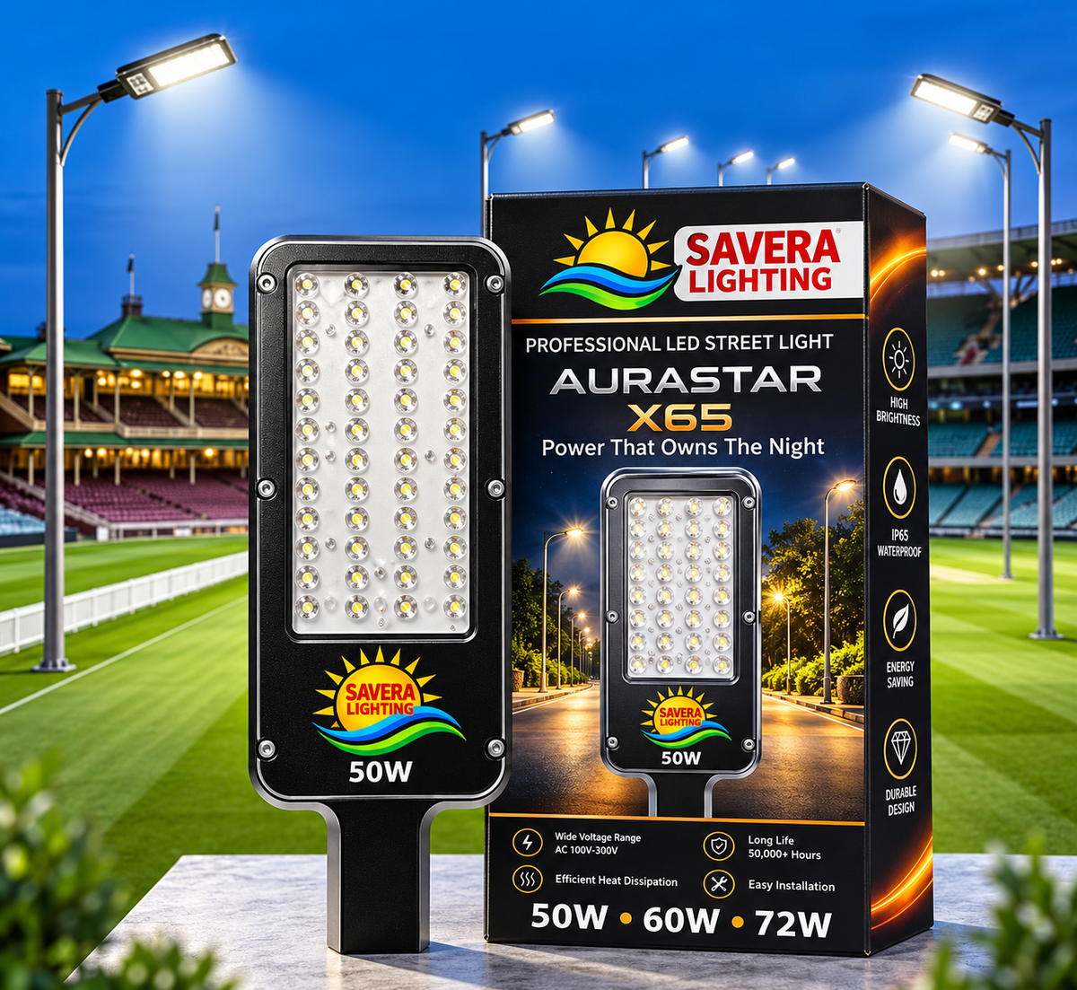 SAVERA LIGHTING Professional LED Street Light 70W, Energy-Efficient Outdoor Lighting